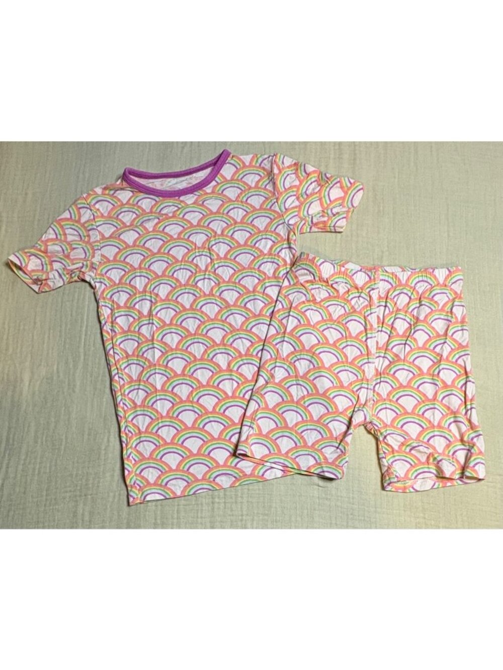 Sweet Bamboo Kids Rainbow Pajama Set - Short Sleeve Shirt & Shorts - Soft Bamboo